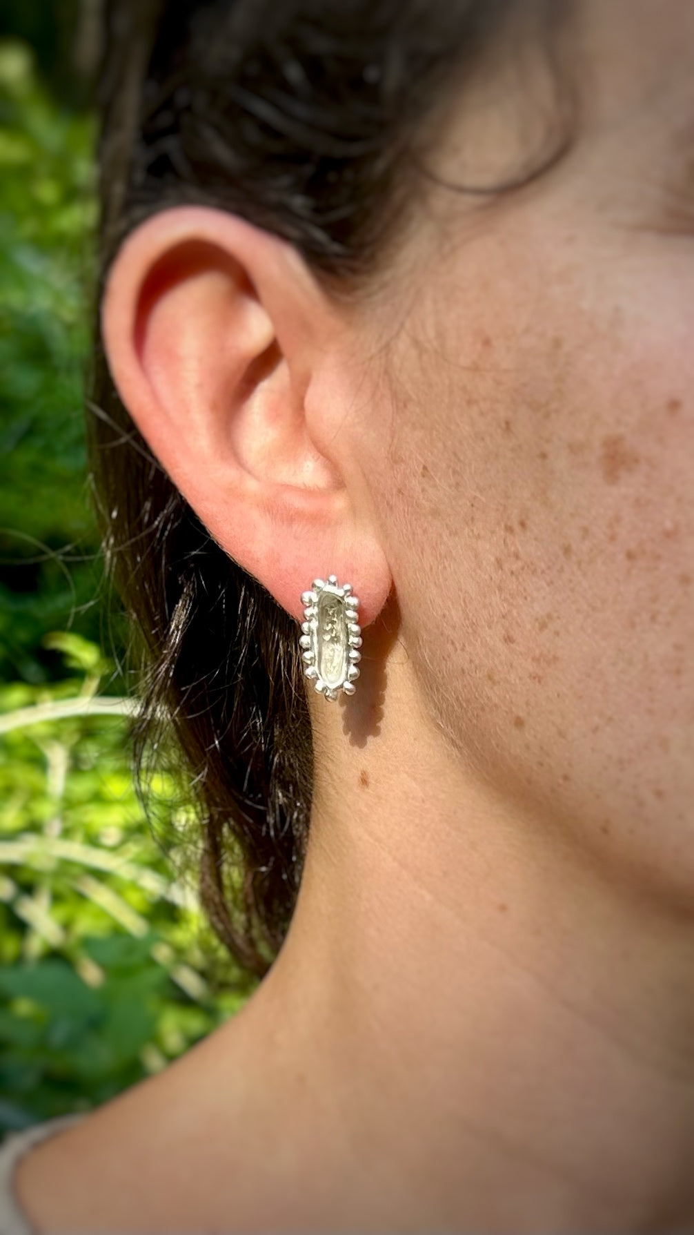 Mismatched Cell Stud Earrings, Silver